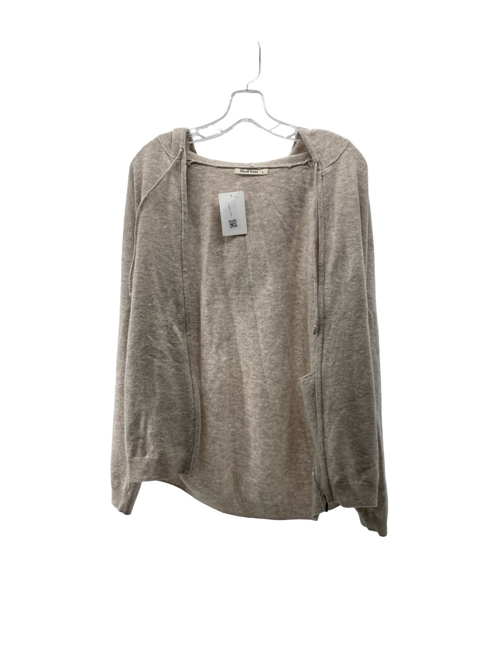 WoolOvers Women's Zip Up wool sweater Size L Tan Excellent